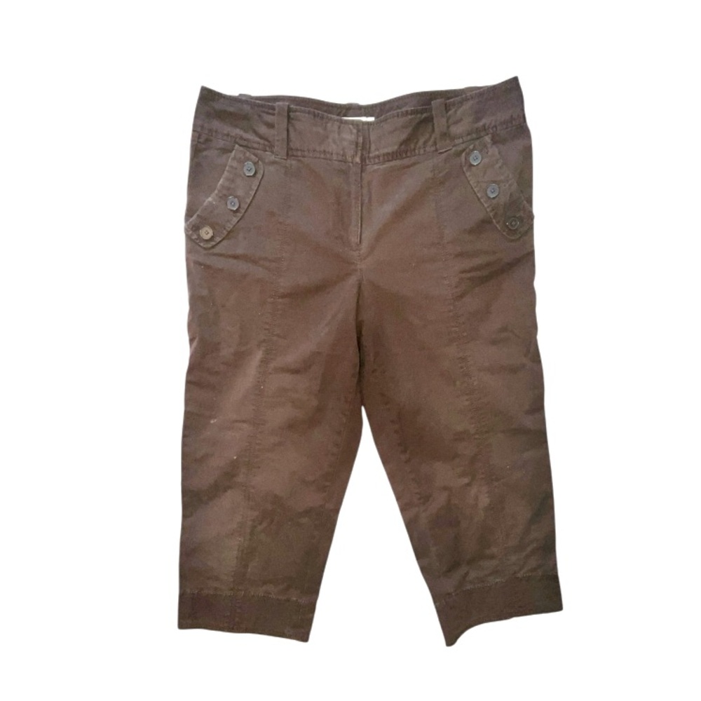 Ann Taylor Loft Brown Khaki Capri Pants Jorts Pockets Size 10
